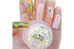 FNNZ Unicorn Chameleon Flake, Aurora Unichrome Mermaid Iridescent Nail Foil Confetti Opal Nail Art Glitter Sequins Decoration for Home DIY Nail Salon Manicure - Twilight Grove