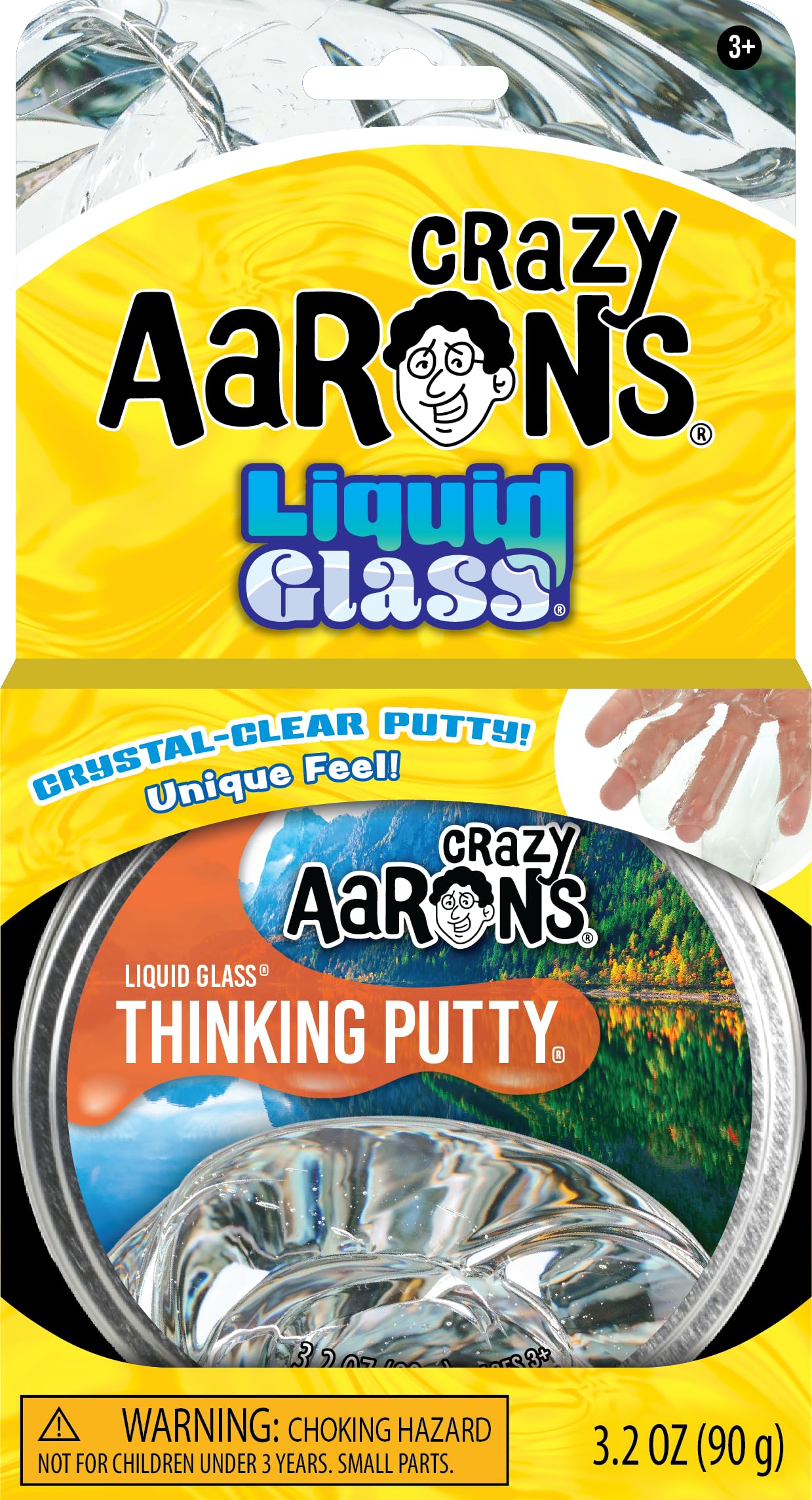 Crazy Aaron's Thinking Putty - Liquid Glass - See-Through Putty for Kids and Adults in a 4" Tin - Creative and Endless Fun, Stress Relief Therapy Toys, Never Dries Out