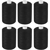 Black Thread for Sewing, 6 Spools of 1000 Yards Polyester Quilting Thread | All Purpose Sewing Thread Black, 6 Rolls x1000 Yards Polyester Quilting Thread for Sewing Machine, Hand Stitching Embroidery