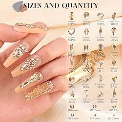 1680Pcs Champagne Gold Glass Nail Rhinestones