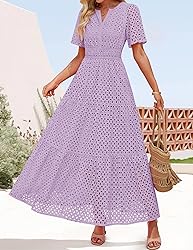 ZESICA Women's 2025 Summer Short Sleeve Maxi Dress