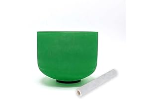 TAIFENG F Note Heart Chakra Green Colored Quartz Frosted Crystal Singing Bowl 8 inch