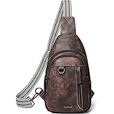 LATMAP 7L Sling Bag for Women Men Leather Small Sling Backpack Daypack Anti Theft Fanny Pack Crossbody Purse Travel