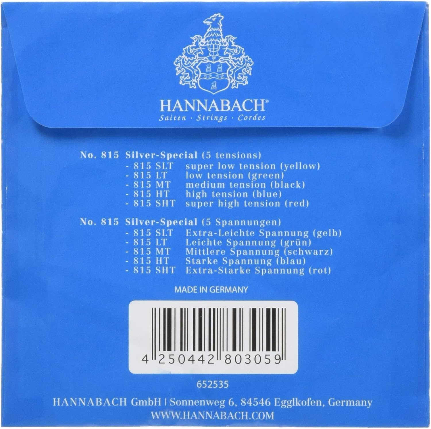 Tension High Special Silver 815 Series 652537 Hannabach