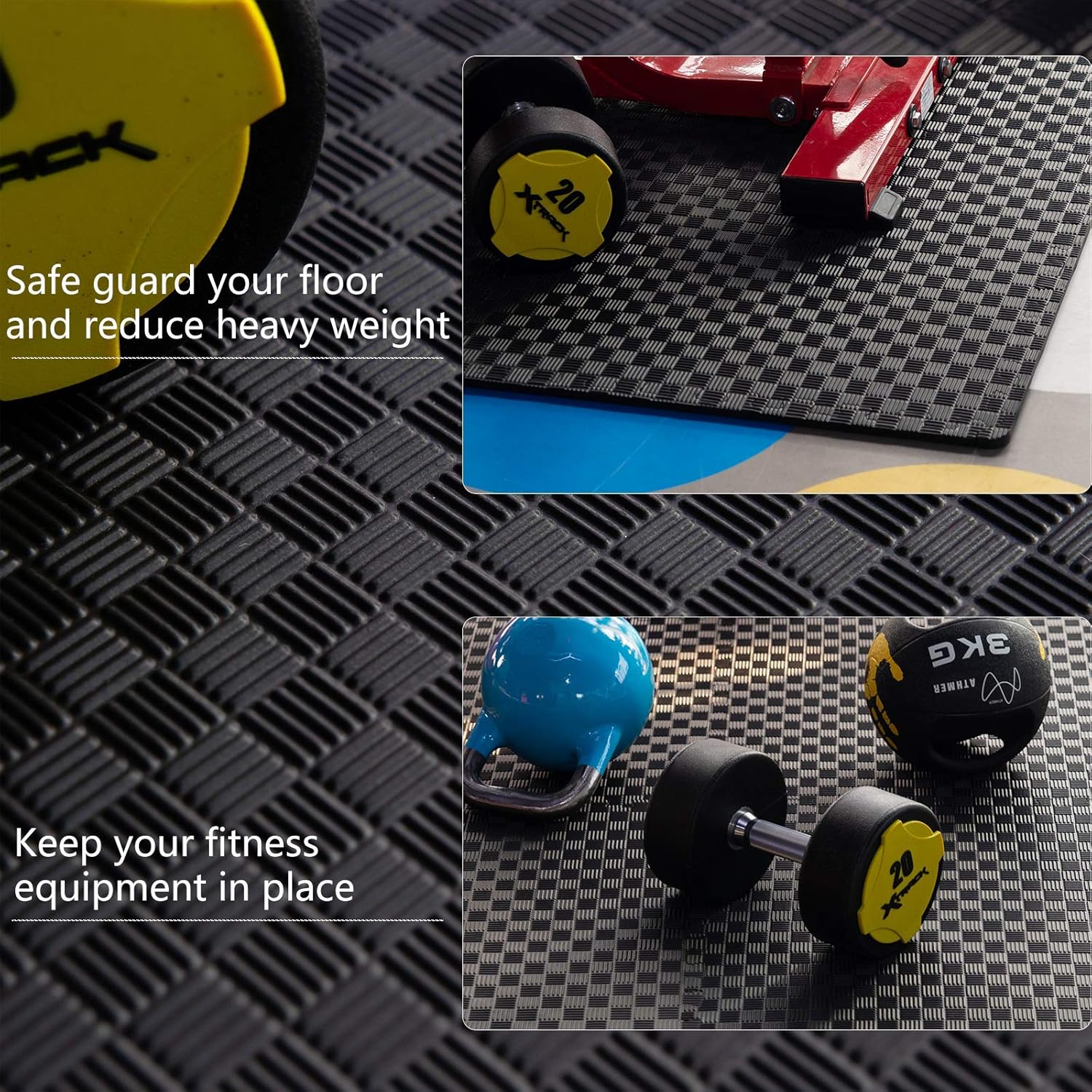 Exercise Equipment Mat with High Density EVA Foam Interlocking Tiles for Exercise, Gymnastics, Protective Flooring, Cushioned Workout, Tiles - Pack of 12/24, 24 x 24 x ½” inches: Sports & Outdoors