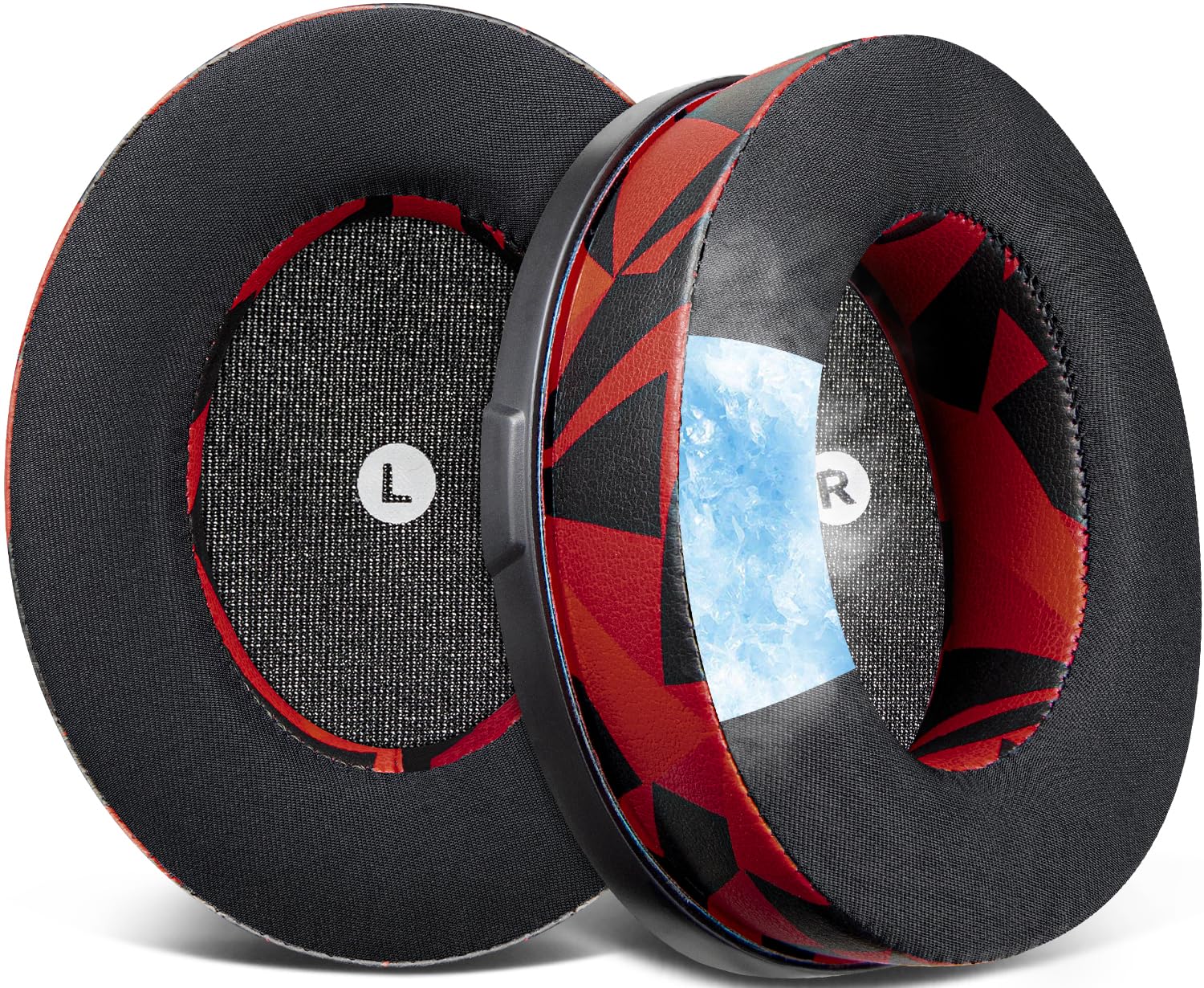 SOULWIT Cooling-Gel Replacement Earpads for Audeze Penrose/Penrose X/Mobius, Ear Pads for HyperX Cloud Orbit/Orbit S Headphones, Cushions with Ice Silk Fabric, Noise Isolation Foam - Red Storm