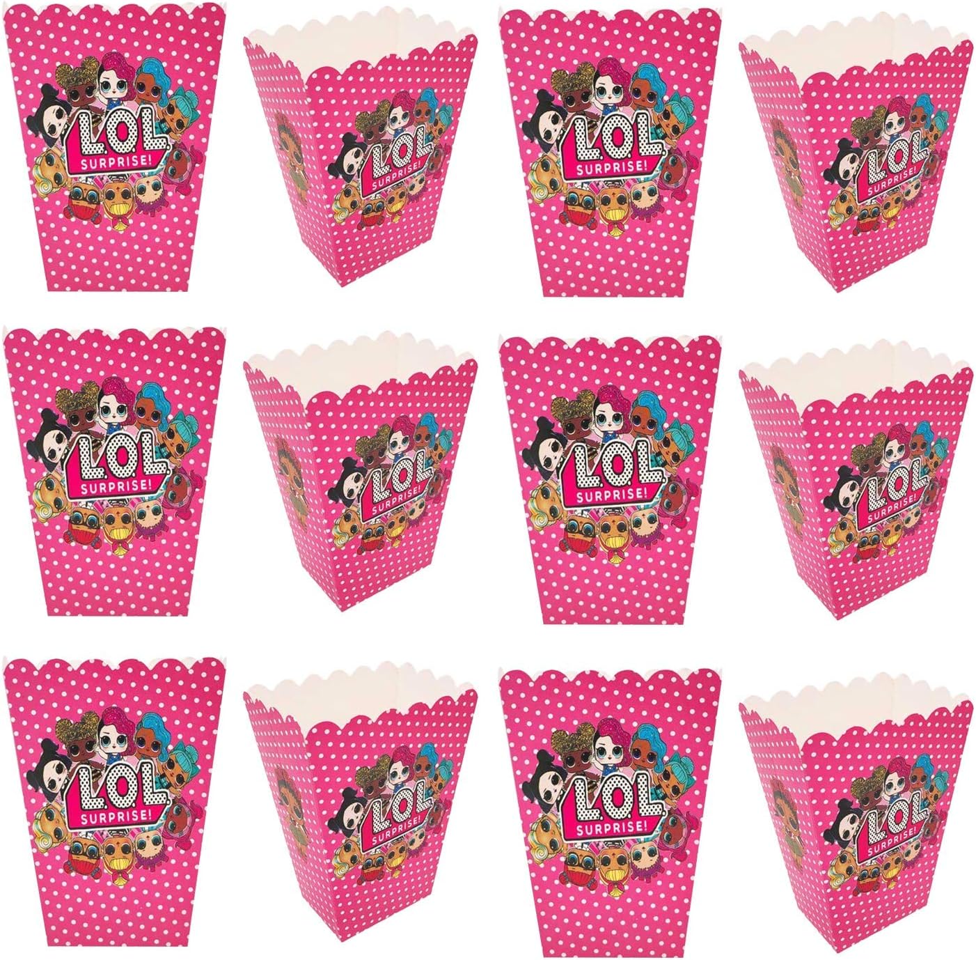 KRUCE 30 Pc LOL Party Popcorn Boxes,LOL Party Supplies Favors for