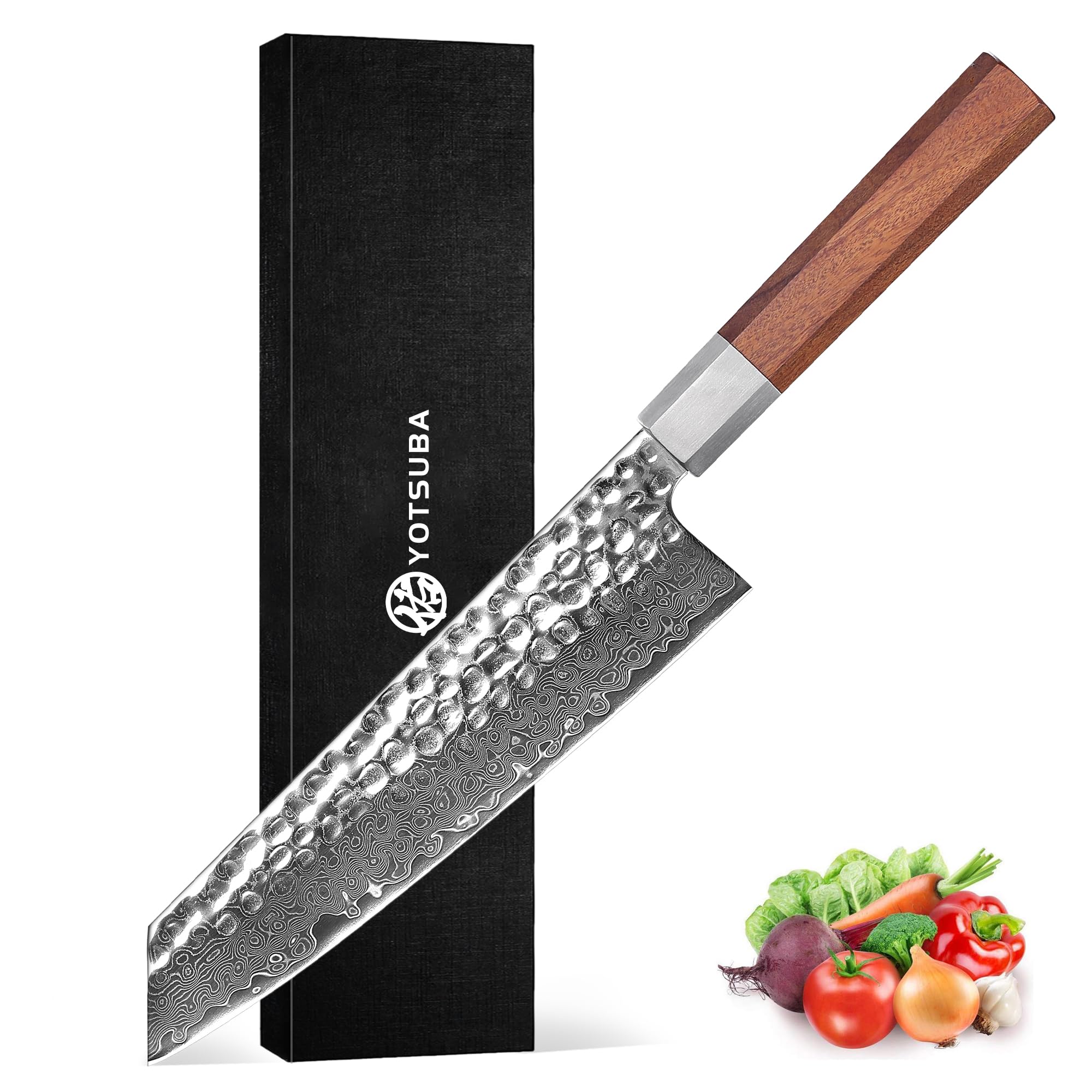 Photo 1 of YOTSUBA 8 inch Japanese Gyuto Chef Knife,Professional Hand Forged Damascus Japanese Kitchen Knife,Ultra Sharp kitchen knives with Durable Ergonomic Wood Handle