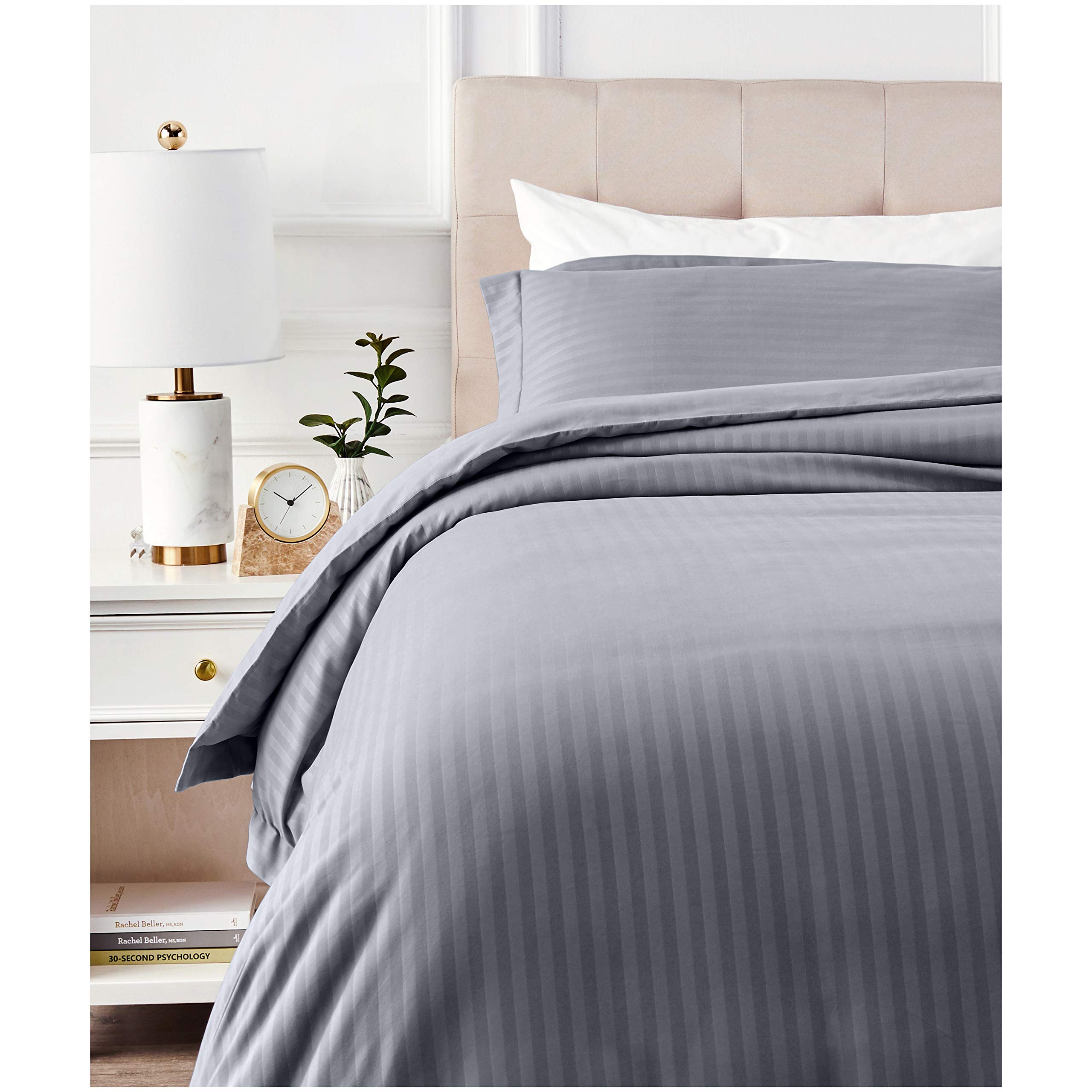 AmazonBasics Deluxe Striped Microfiber Duvet Cover Set Twin or Twin