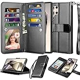 Njjex Galaxy S24 Ultra Case, for Samsung Galaxy S24 Ultra Wallet Case, [9 Card Slots] PU Leather ID Credit Card Holder Folio Flip [Detachable] Kickstand Magnetic Phone Cover & Lanyard [Black]