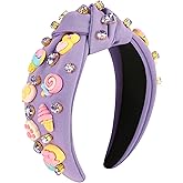 Gmmidea Ice Cream Knotted Headbands for Women Sweet Candy Lollipop Doughnut Headband Crystal Embellished Pretty Hairband Cute Birthday Sparkle Hair Accessories