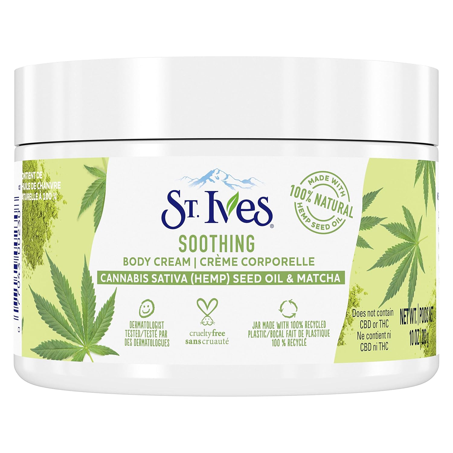 ST IVES HBL Soothing Body Cream Deeply Nourishes Cannabis Sativa(Hemp)Seed Oil & Matcha for Hydrated, Smooth Skin 10 oz