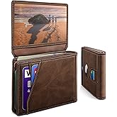 miyozi Airtag Wallet for Men,with Cash Pocket 2 ID Window 13 Cards,Slim Leather Wallet Front Pocket Card Holder RFID Blocking with Gift Box