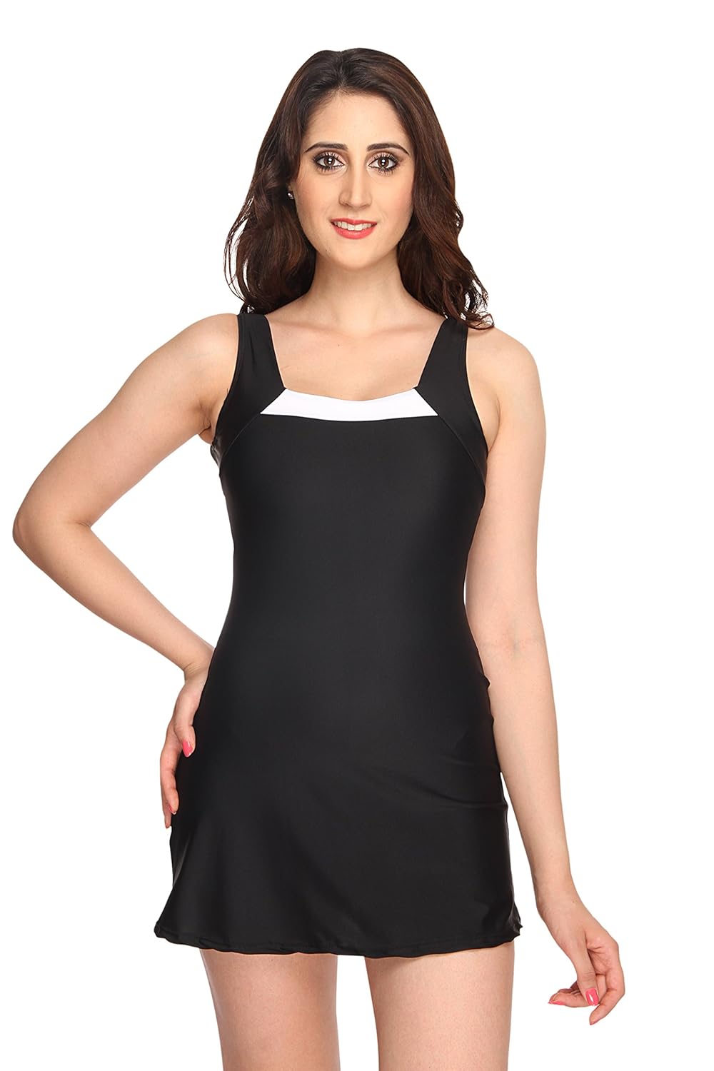 nidhi munim women's black a line swimdress