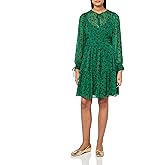Tommy Hilfiger Womens Tie Neck and Cuff Balloon Sleeve Knee Length Fit and Flare Dress