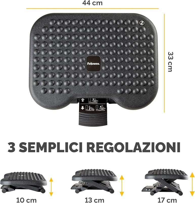 Everyday Plus Poggiapiedi ergonomico con base antiscivolo - Poggiapiedi da scrivania - Sgabello poggiapiedi per ufficio e casa - Nero