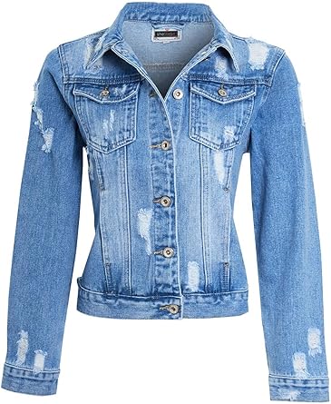 ladies distressed denim jacket