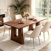 Garvee 63" Dining Table for 4-6 People, Modern Kitchen Table, Walnut Brown | Mid-Century Modern Kitchen Table with Leg Base, MDF Wood Dining Room Table, Easy Assembly for Kitchen