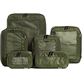 Aerotrunk Compression Packing Cubes for Travel - Luggage Organizer Bags - Double Zipper Packing Cubes for Suitcases (6-Pack, Olive)