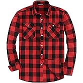 JupiterSecret Mens Flannel Plaid Shirts Long Sleeve Button Down Casual Shirt Regular Fit with Pockets