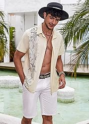 COOFANDY Men's Summer Shirts Coconut Tree Print