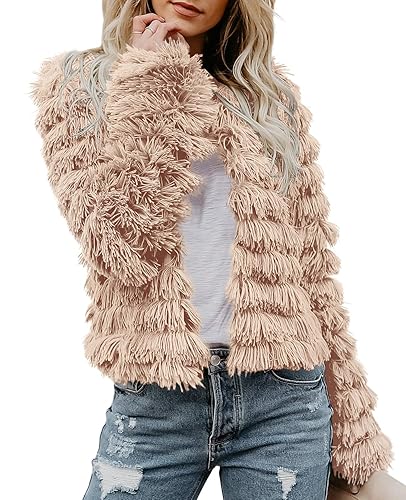 Inorin Womens Fall Open Front Cardigan Faux Fur Coat Vintage Parka