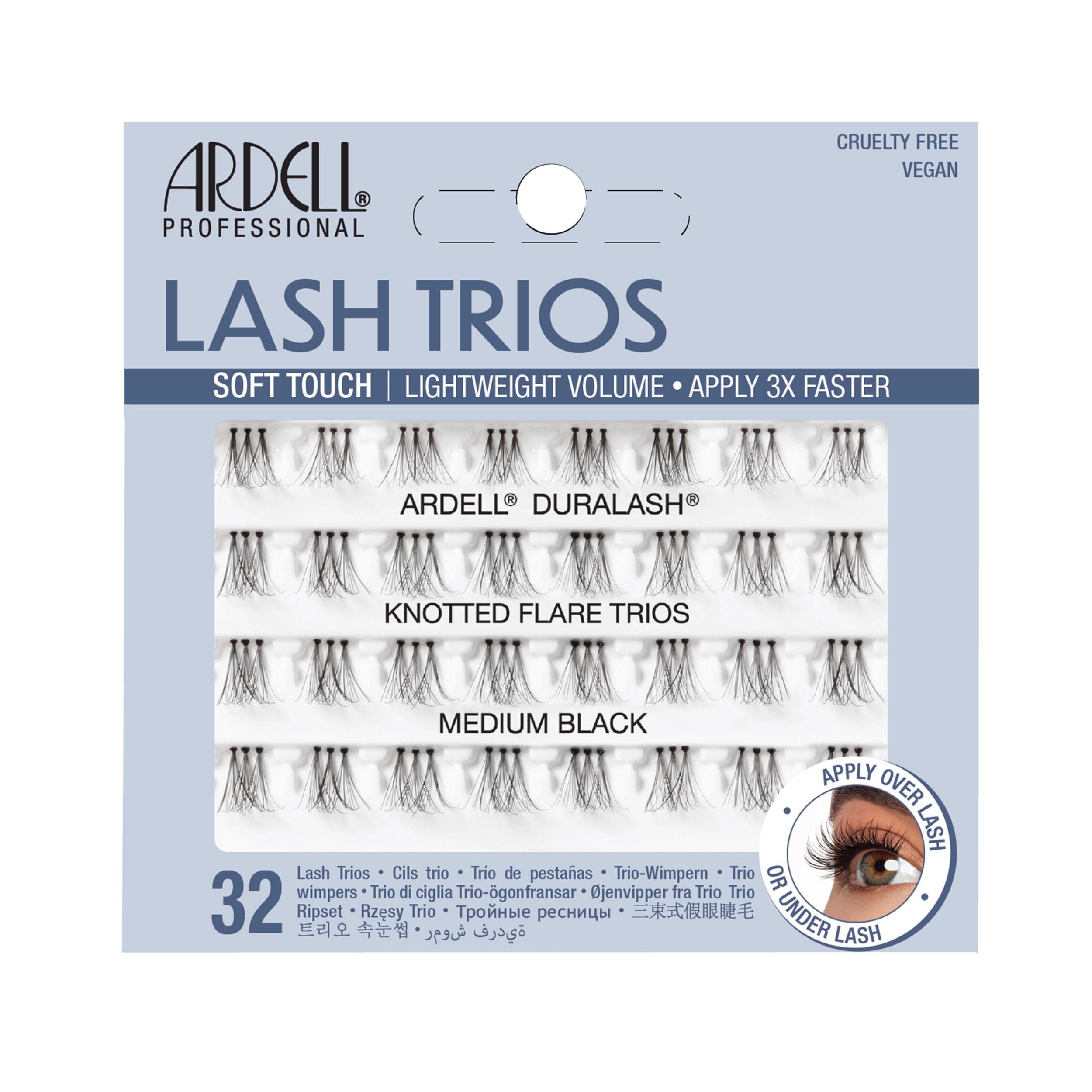 ARDELL Soft Touch Trios Individuals Eye Lashes, Medium, Black