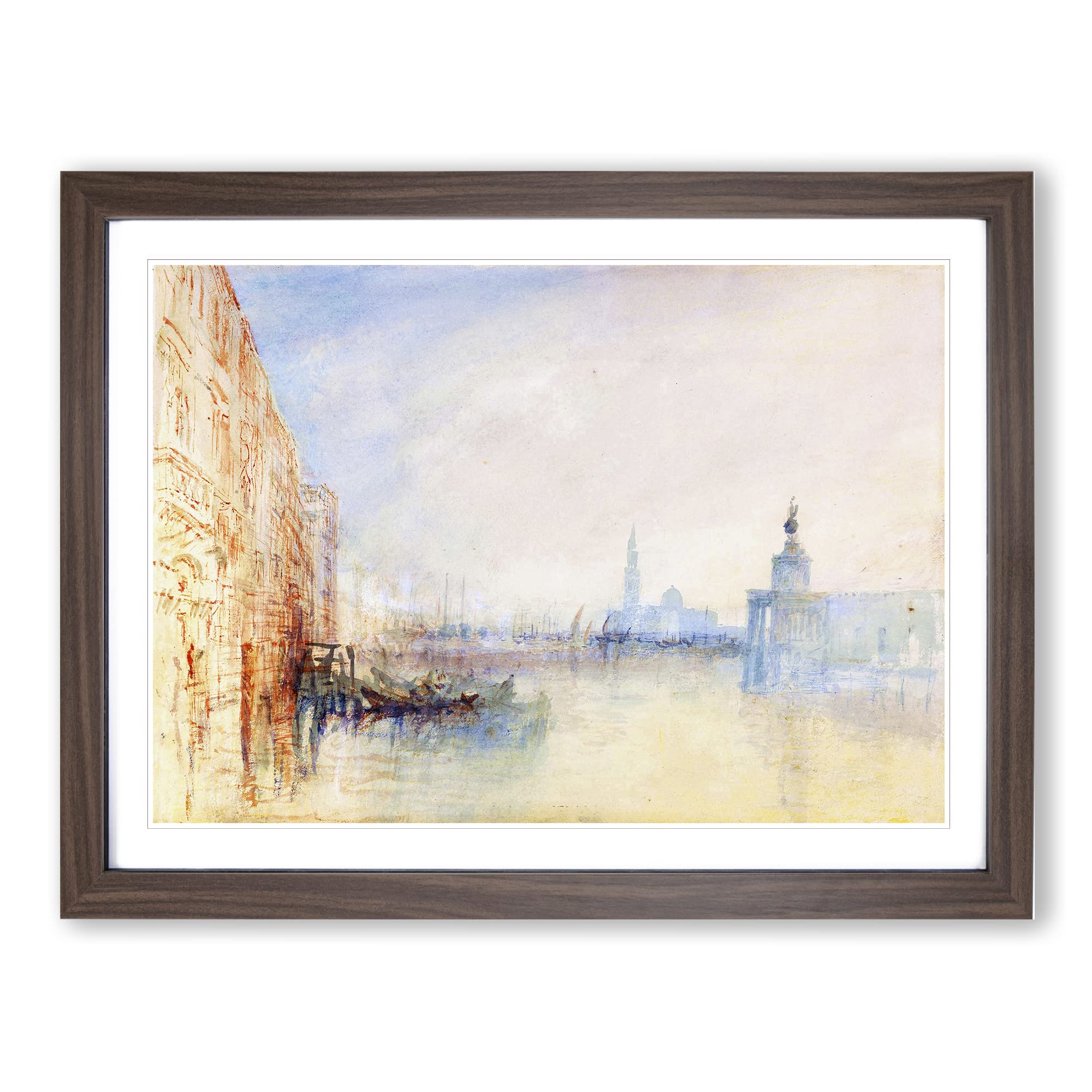 J.M.W. Turner Venice the Mouth of the Grand Canal Classic Painting Framed Wall Art Print, Ready to Hang Picture for Living Room Bedroom Home Office Décor, Walnut A4 (34 x 25 cm)