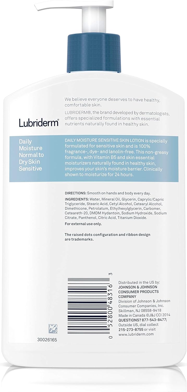 Lubriderm Daily Moisture Lotion For Normal - Sensitive Dry Skin, 16 Oz, 475 ml (Pack of 1) - Image 3