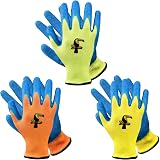 Donfri 3 Pairs Kids Gardening Gloves Size 6 Age 9-12 Natural Latex Waterproof view 1