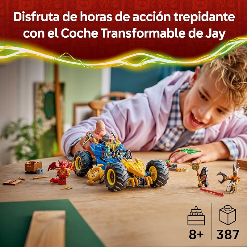 Ninjago 2in1 Carro Transformável do Jay - Camião com 5 Minifiguras Inc. Kai e NYA - Ninja Inc. Armas Shuriken, Espadas Catana Toy - Presente para crianças de 8+ anos e fãs da série - 71856