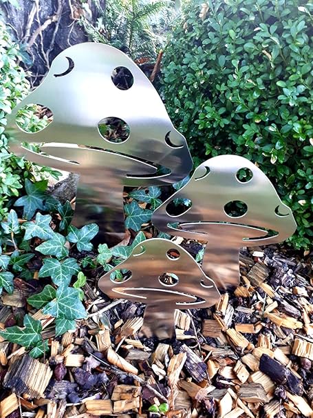 Arttec Design Pilz 2 Gartenstecker 3er Set Edelstahl Amazon De Garten