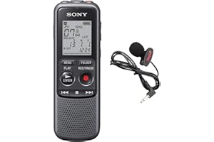 Sony Digital Voice Recorder ICD-PX Series, with Built-in Mic and USB, 4GB Memory, Noise Cut for Noise-Free Recordings, Includes A NeeGo Lavalier Lapel Mic