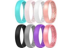 ThunderFit Women Breathable Air Grooves Silicone Wedding Bands Promise Rings 5.5mm Wide 1.8mm Thick - 1/4/8/12 Variety Multipack