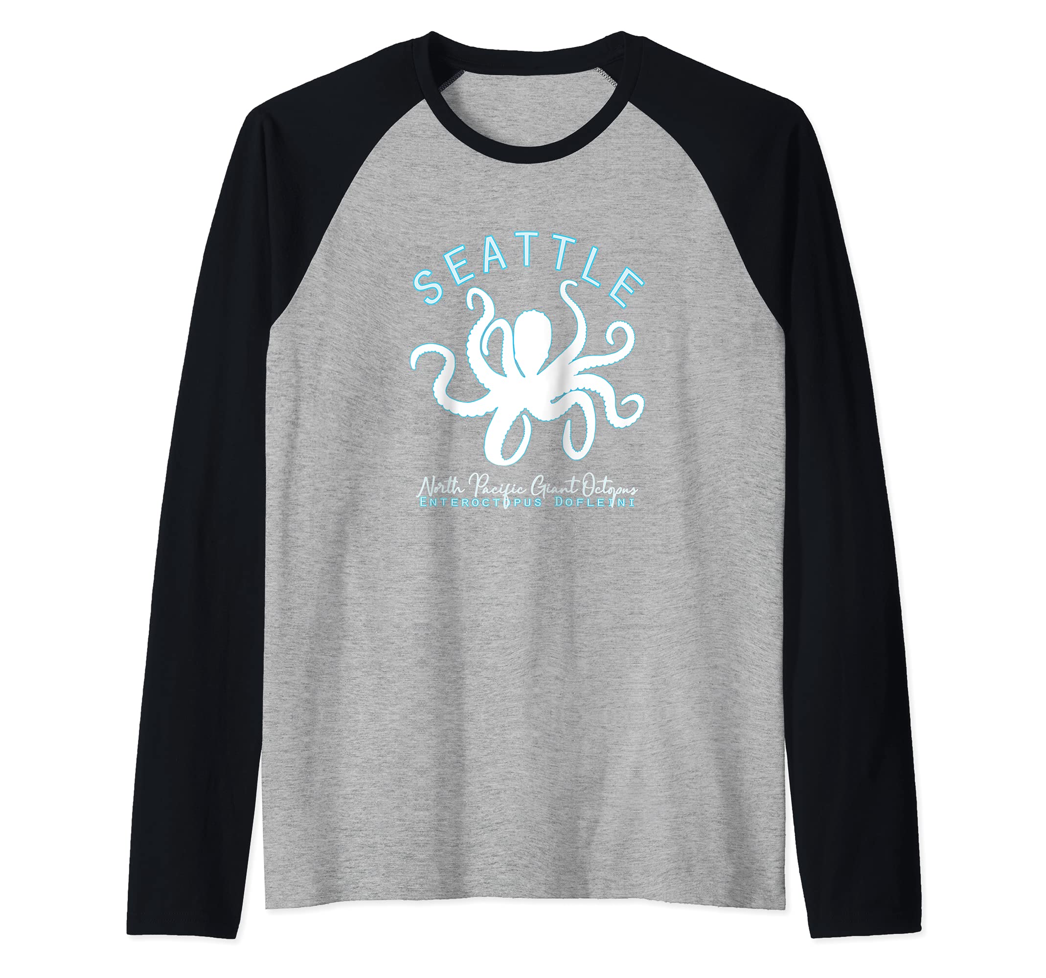 Seattle Washington North Pacific Giant Octopus Keepsake Raglan Baseball Tee
