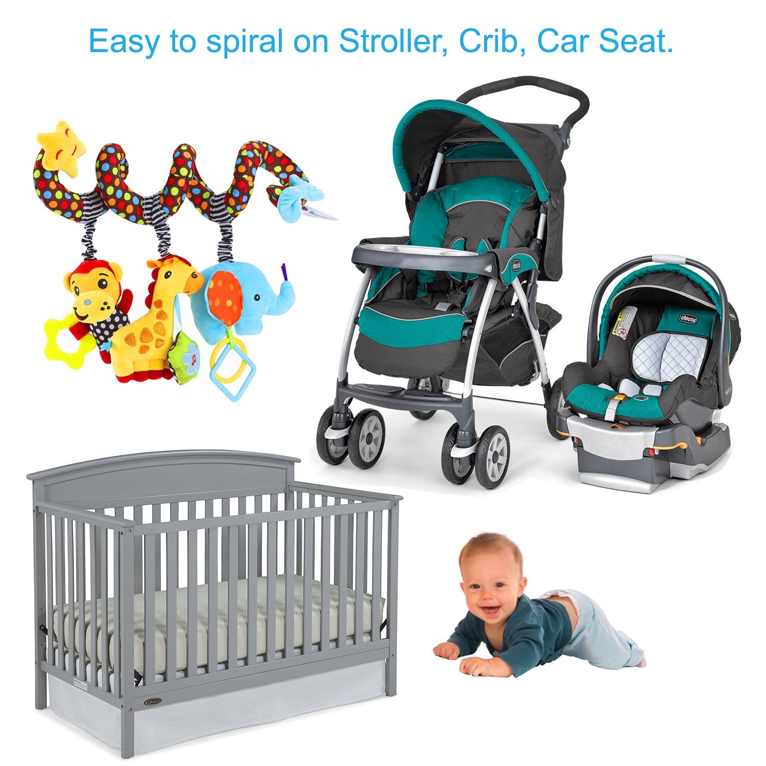 Hanging Toys for Car Seat Crib Mobile, willway Infant Baby Spiral Plush Toys for Crib Bed Stroller Car Seat Bar : Baby