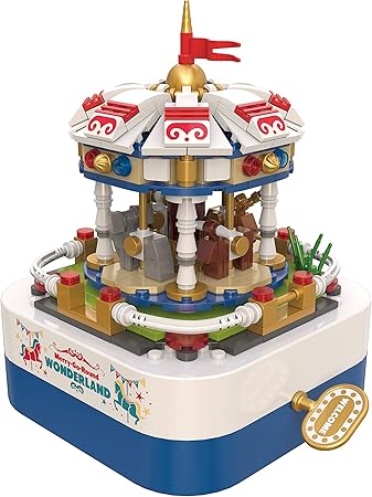 Amazon 組み立て おもちゃ ブロック オルゴール 知育 玩具 ギミック 誕生日 プレゼント 子供 小学生 男の子 女の子 メリーゴーラウンド オルゴール おもちゃ