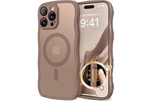 CAPRARO for iPhone 16 Pro Max Case for Women Girls, Upgraded [Full Camera Protection] [Compatible with MagSafe] Cute Wave Translucent Matte Phone Case for iPhone 16 Pro Max, Brown