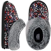 JOINFREE Women's Slippers Fuzzy House Shoes with Memory Foam Slip-on Comfy Bedroom Slippers Indoor Outdoor Shoes with Warm Faux Fur Collar