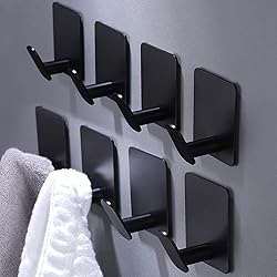 DELITON 8 Pack Adhesive Towel Hooks - Bathroom
