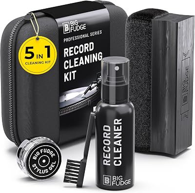 BIG FUDGE 5-in-1 Vinyl Record Cleaning Kit with Velvet Brush Fluid Stylus Gel