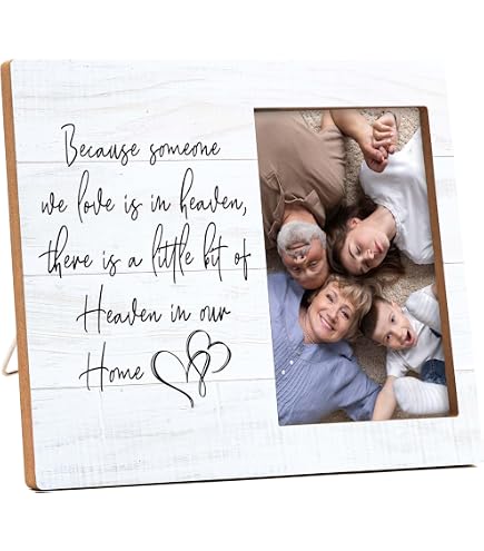 Pavilion Gift Company 19050 Portafoto Commemorativo 'Light Your Way', Con Scritta 'Heaven In Our Home', Dimensioni 7,25x15,2 Cm, Per Foto 5x3,5 Cm, Regalo Per Ricordo E Lutto, Confezione Regalo