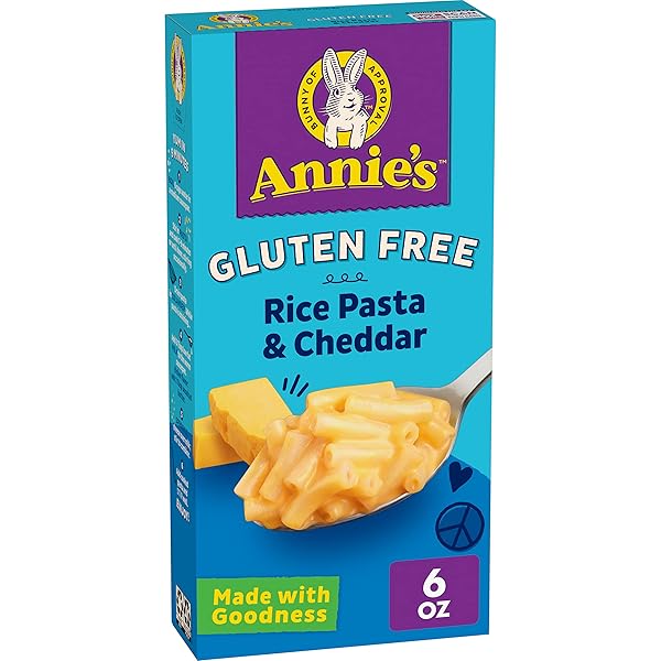 ANNIE’S GLUTEN FREE MACARONI AND CHEESE, RICE PASTA AND CHEDDAR, 6 OZ