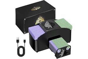 HJCMikee Automatic Card Shuffler 1-2 Deck, Electric UNO Shuffler Card Machine for Playing Card Skip Bo Blackjack,Battery or USB-C Operate Card Shiffler for Casino Poker or Game Night