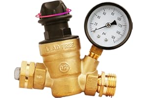 PEAKTOW Water Pressure Regulator Valve With An Adjustable Knob, NO Tool Required, Lead-free Adjustable Water Pressure Reducer