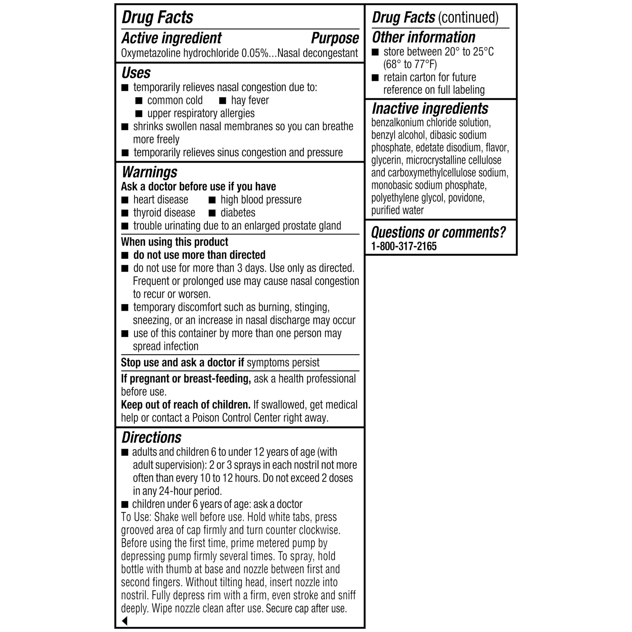 AFRIN No Drip Night Nasal Mist Twin Pack, Non-Drowsy, Fast-Acting Decongestant for Restful Sleep with Chamomile Scent, Adults and Children 6 and Older, .5 fl oz (Pack of 2)