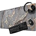 Desk Mat XXL Mouse Pad Marbel Gaming Desk Pad Extended Mousepad Long Desk Pad for Desktop with Non-Slip Rubber Base, Waterproof Surface, Durable Materials,Stitched Edges Light Portable 35.4"