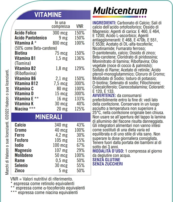 Donna 50+ Integratore Multivitaminico Completo, 100 Compresse