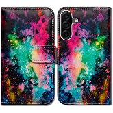 Bcov Case for Galaxy A17 5G,Colorful Universe Sky Leather Flip Phone Case Wallet Cover with Card Slot Holder Kickstand Case for Samsung Galaxy A17 5G
