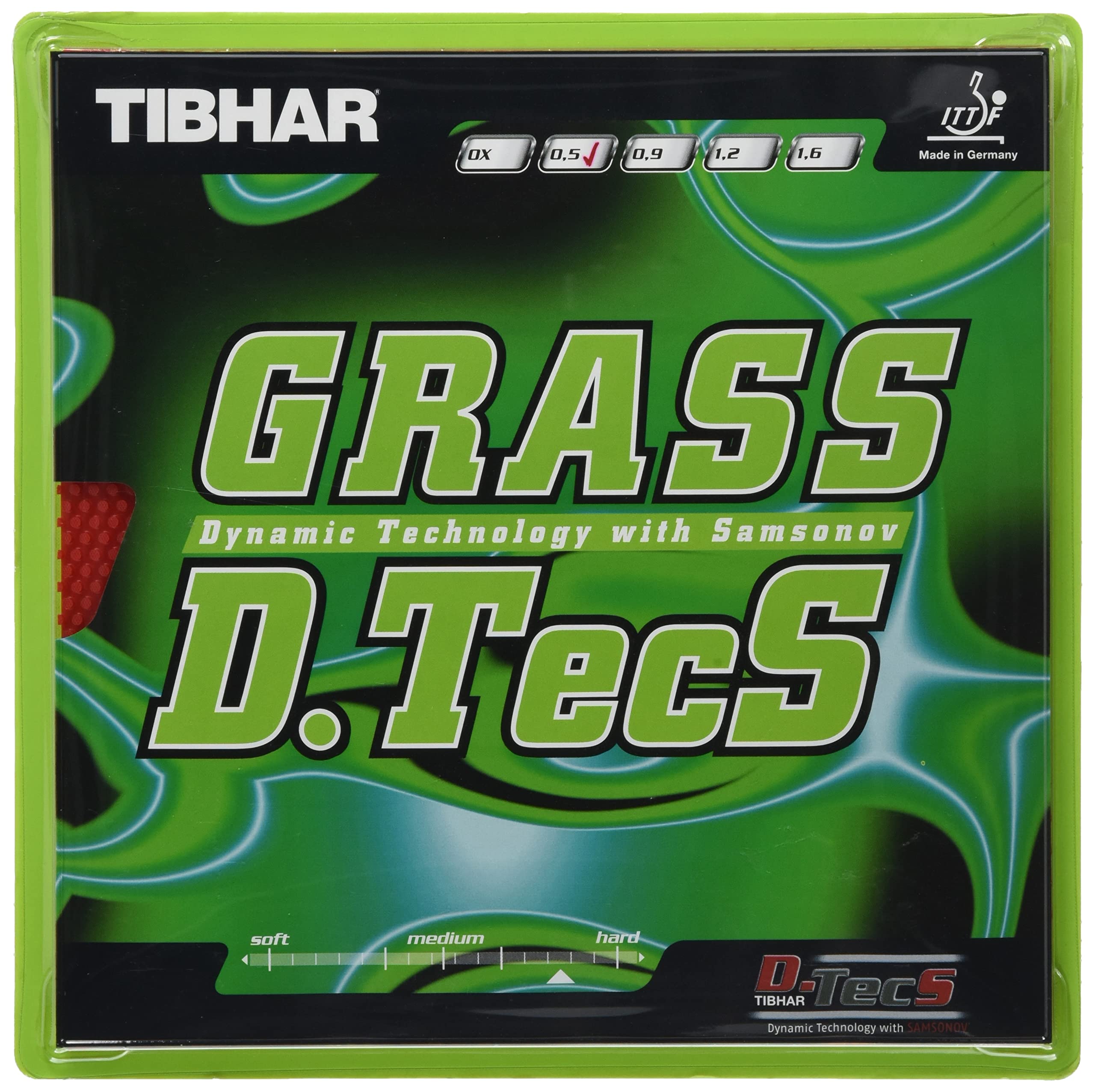 TIBHAR GRASS D TECS TABLE TENNIS RUBBER (Red, 0.5 mm)
